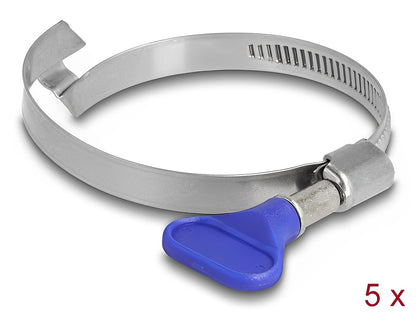 Delock Butterfly Hose Clamp stainless 400 steel with bridge left-handed 50 - 65 mm 5 pieces - delock.israel