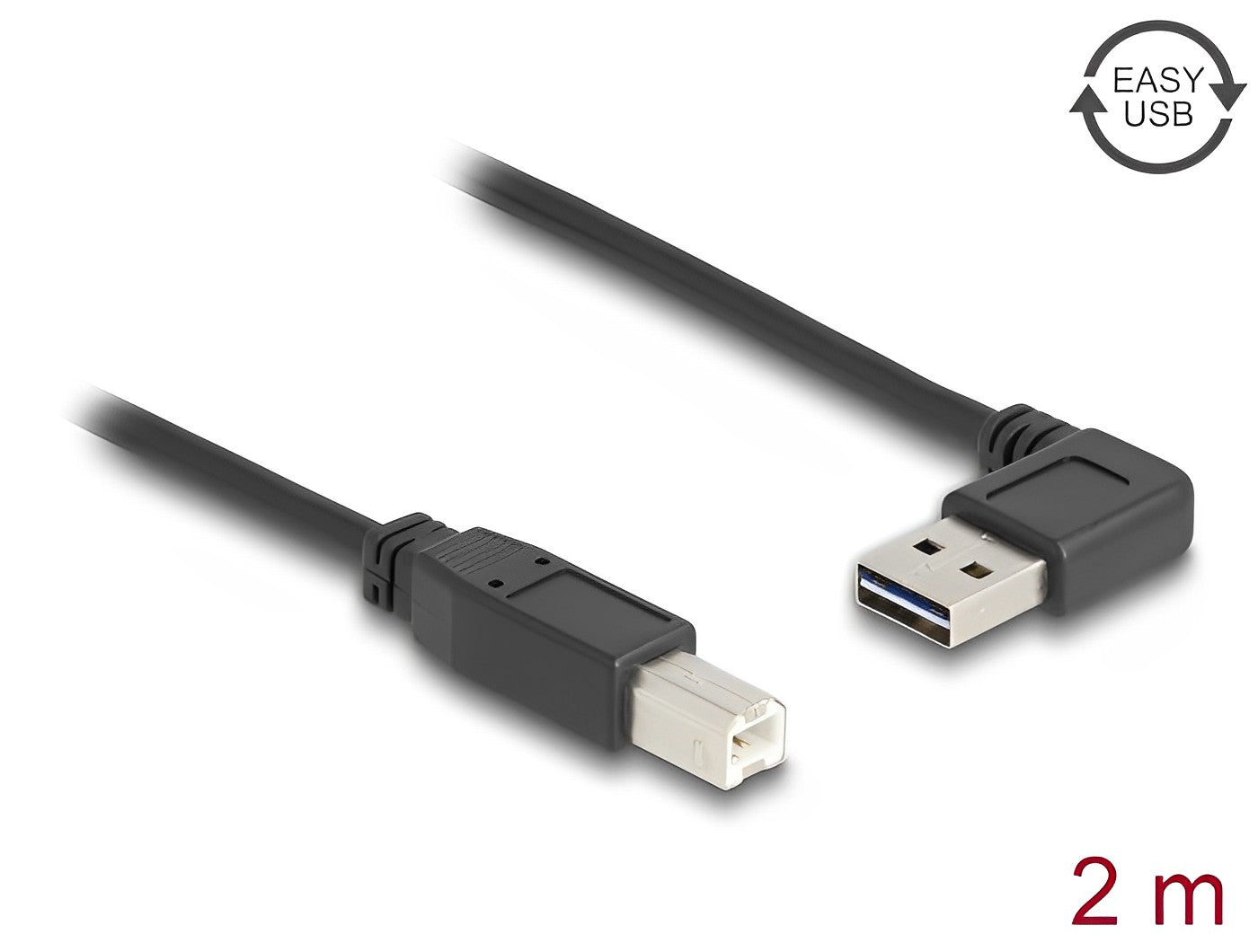 כבל USB 2.0 A-B ז/ז עם מחבר דו כיווני בזווית צד 90° - delock.israel