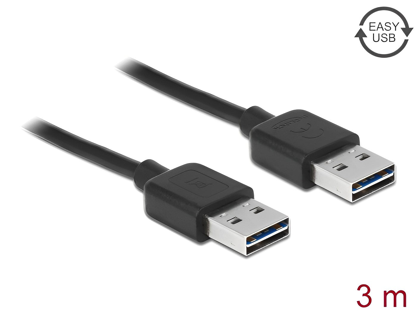 כבל EASY-USB 2.0 Type-A ז/ז עם מחברים דו כיווניים - delock.israel