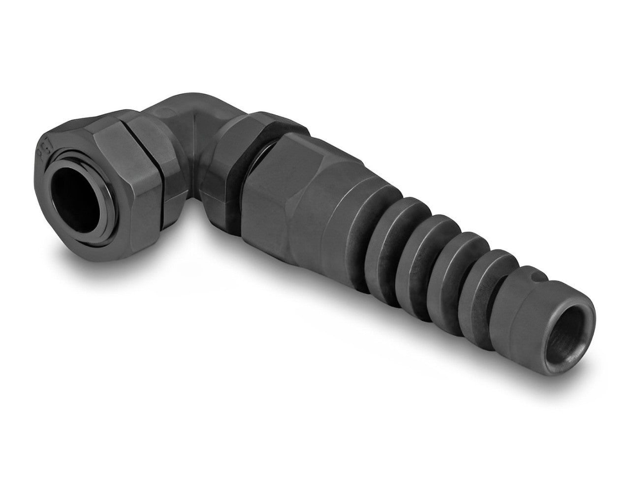 Delock Cable Gland with strain relief 90° angled PG7 black - delock.israel