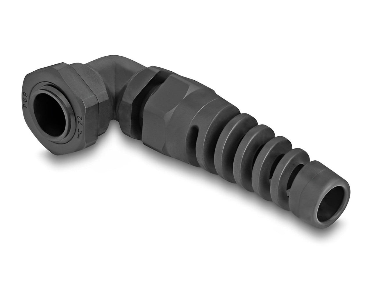 Delock Cable Gland with strain relief 90° angled PG9 black - delock.israel