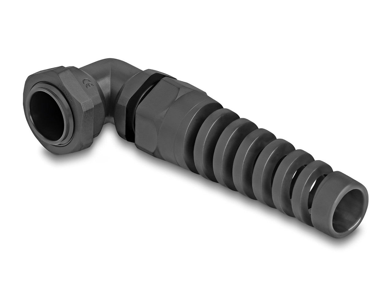 Delock Cable Gland with strain relief 90° angled PG13.5 black - delock.israel