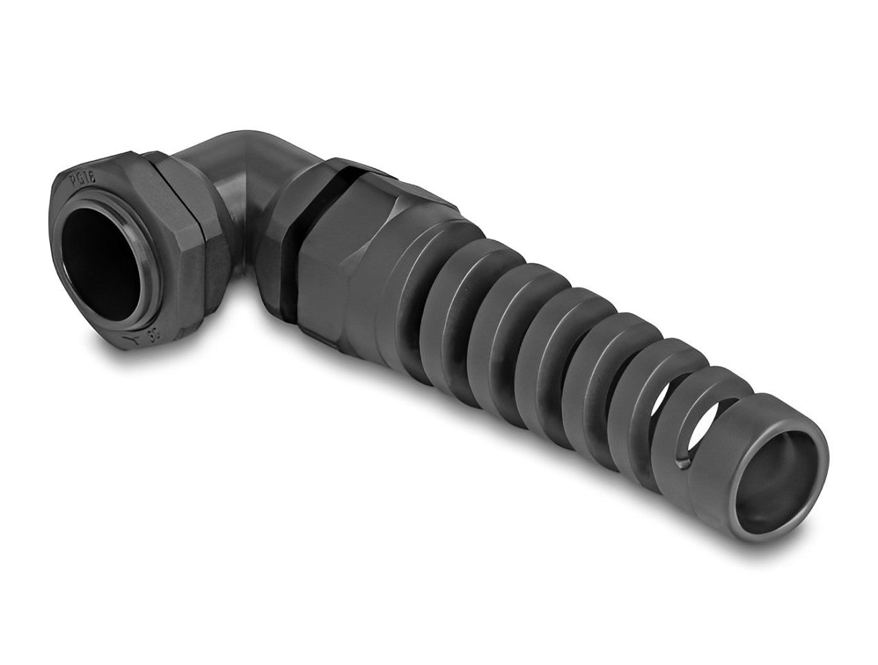 Delock Cable Gland with strain relief 90° angled PG16 black - delock.israel