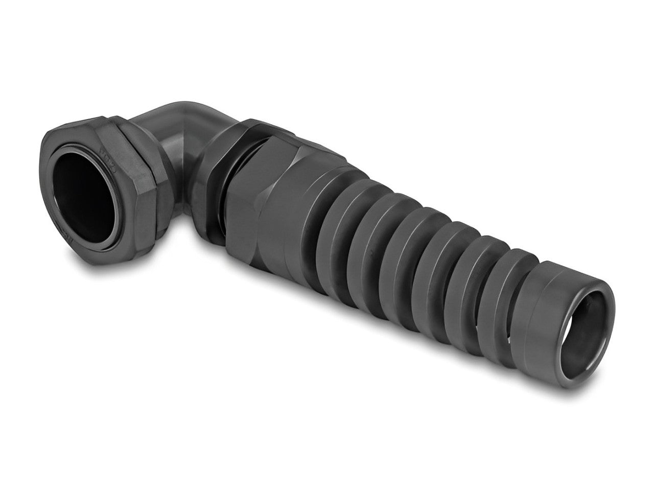 Delock Cable Gland with strain relief 90° angled PG21 black - delock.israel