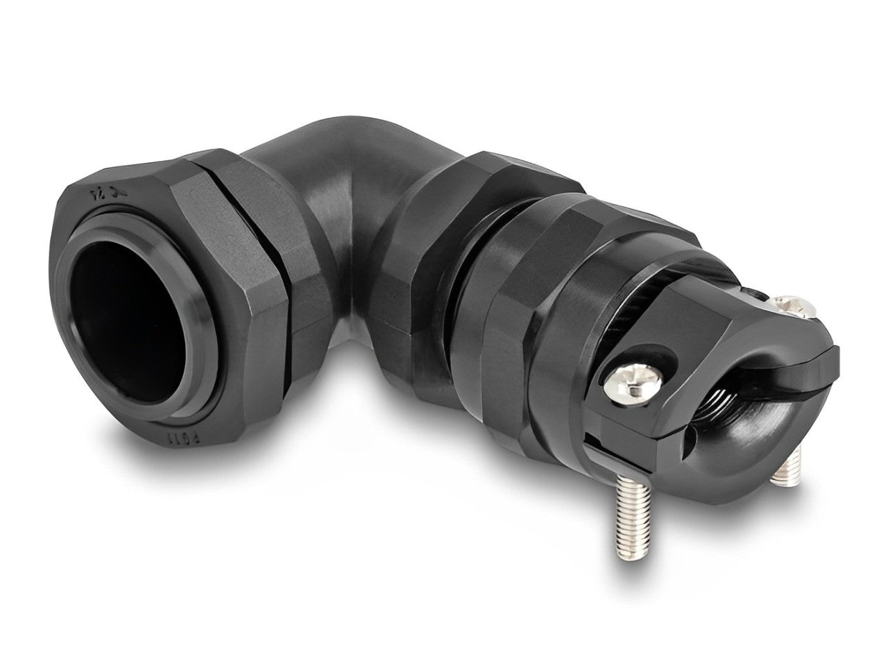 Delock Cable Gland with strain relief and bending protection 90° angled PG11 black - delock.israel