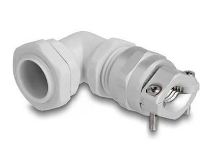 Delock Cable Gland with strain relief and bending protection 90° angled PG13,5 grey - delock.israel