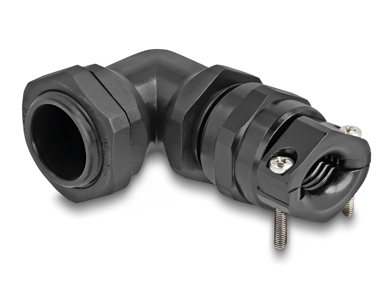 Delock Cable Gland with strain relief and bending protection 90° angled PG16 black - delock.israel