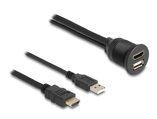 כבל HDMI 4K מבית DELOCK גרמניה מיועד להארכת והתחברות למגוון התקנים עם חיבורי HDMI ו-USB