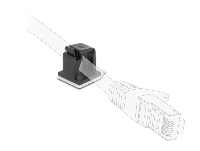 Delock Cable holder with locking clip self-adhesive black - delock.israel