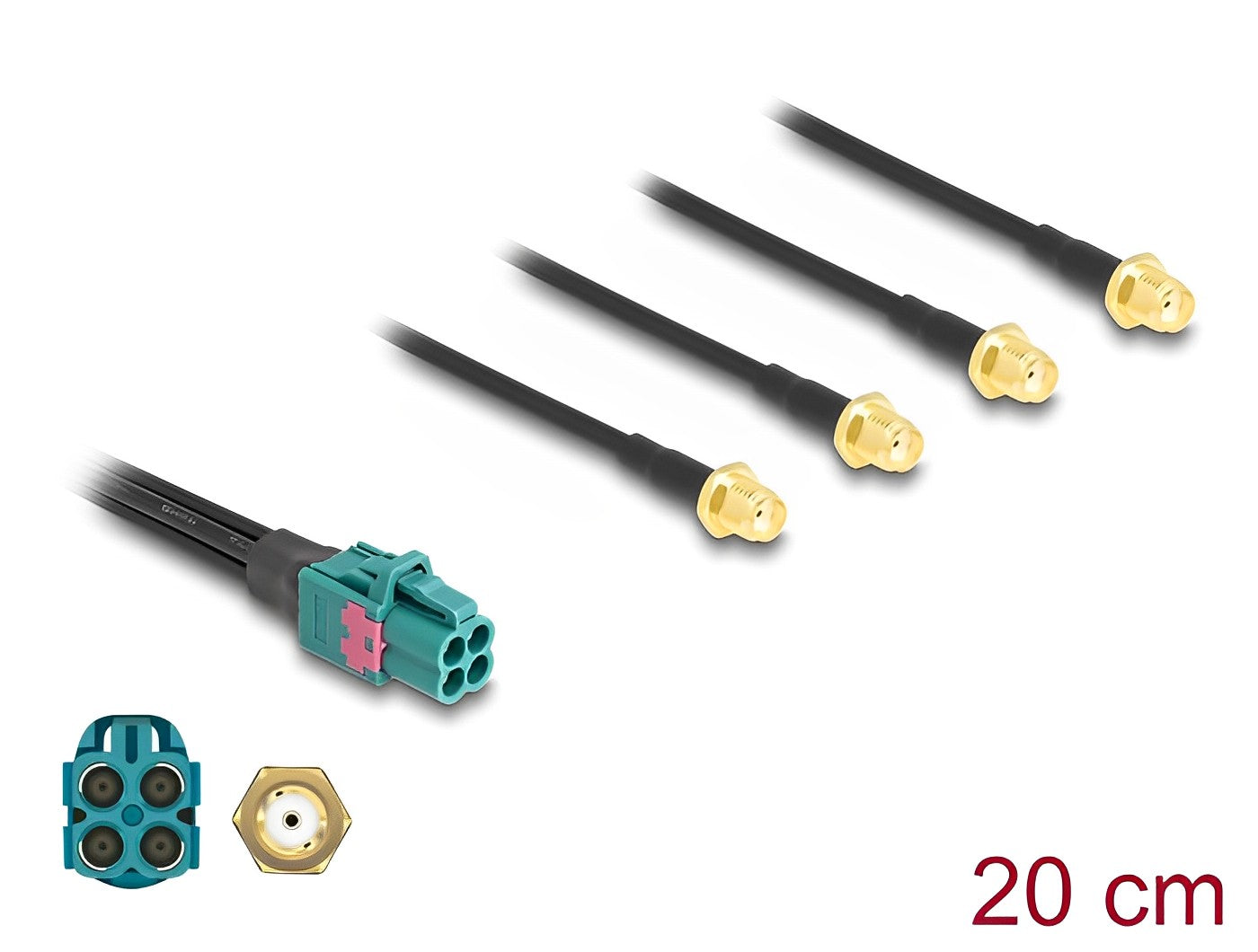 Delock Cable Mini FAKRA Z jack quad to 4 x SMA jack - delock.israel