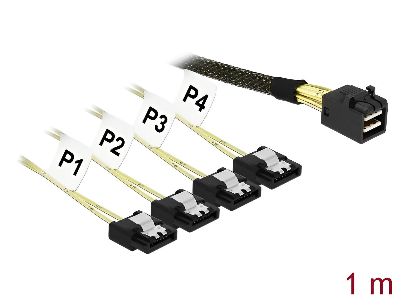 כבל Mini SAS HD SFF-8643 ל- SATA 7 pin x 4 - delock.israel