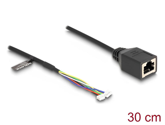 כבל רשת שקע RJ45 Cat.5e לשקע 4 גידים + שקע 6 גידים אורך 30 ס"מ - delock.israel