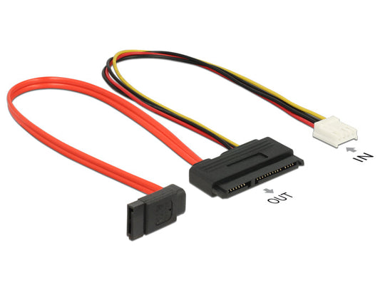 כבל חשמל ונתונים שקע SATA 6 Gb/s 22 pin לשקע SATA 7 pin + שקע Floppy 4 pin - delock.israel