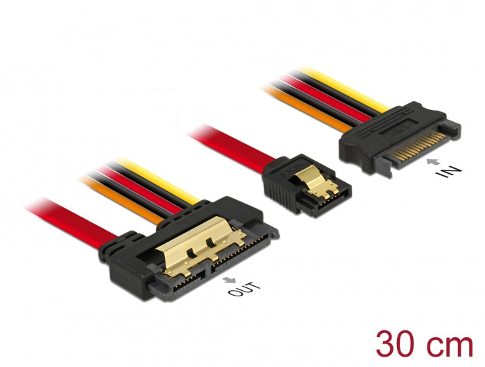 כבל חשמל ונתונים שקע SATA 6 Gb/s 22 pin לשקע SATA 7 pin + תקע Power SATA - delock.israel