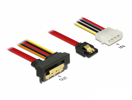 כבל חשמל ונתונים שקע SATA 6 Gb/s 22 pin לשקע SATA 7 pin + תקע מולקס - delock.israel