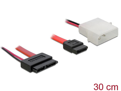 כבל חשמל ונתונים שקע Slim SATA 13 pin לשקע SATA 7 pin + תקע מולקס - delock.israel