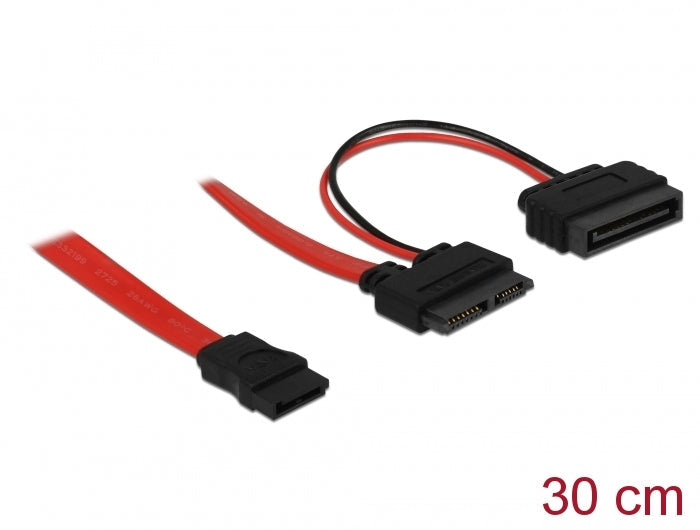 כבל חשמל ונתונים שקע Slim SATA 13 pin לשקע SATA 7 pin + תקע Power SATA - delock.israel