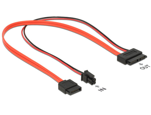 כבל חשמל ונתונים שקע Slim SATA 6 Gb/s 13 pin לשקע SATA 7 pin + תקע Micro Fit 3.0 - delock.israel