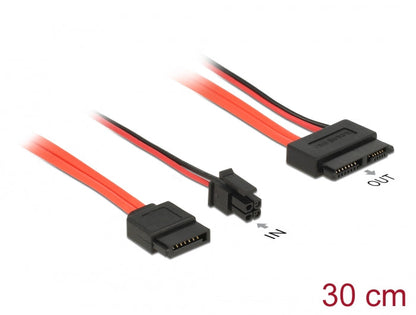 כבל חשמל ונתונים שקע Slim SATA 6 Gb/s 13 pin לשקע SATA 7 pin + תקע Micro Fit 3.0 - delock.israel