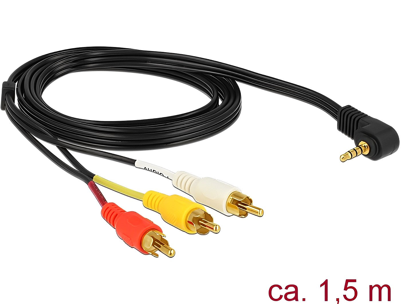 כבל אודיו / וידאו 3xRCA זכר לתקע PL 3.5 סטריאו 4 מגעים - delock.israel