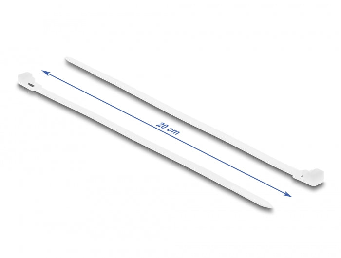 Delock Cable ties reusable L 200 x W 4.8 mm 100 pieces white - delock.israel