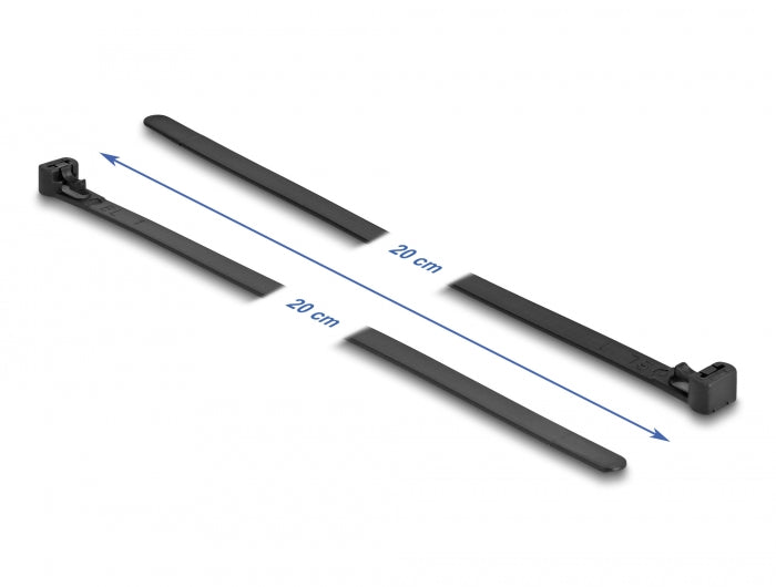 Delock Cable ties reusable heat-resistant L 200 x W 7.5 mm 100 pieces black - delock.israel