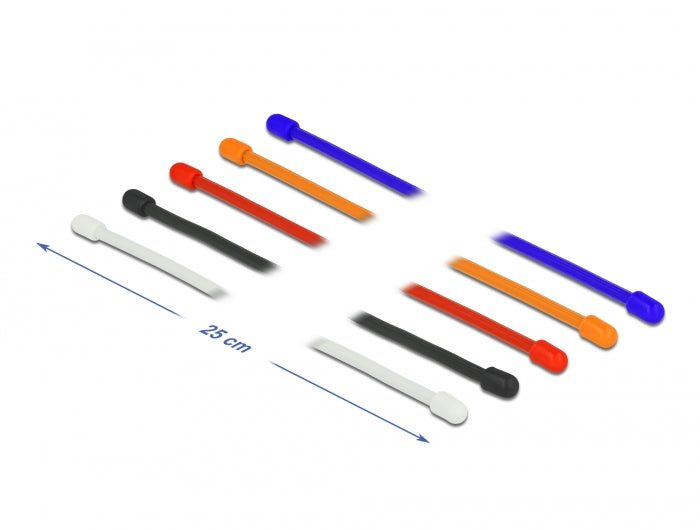 Delock Cable Ties flexible L 250 x W 4 mm assorted colors set 10 pieces - delock.israel