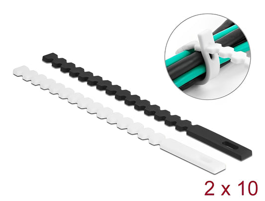 Delock Cable Ties flexible reusable 20 pieces black / white - delock.israel