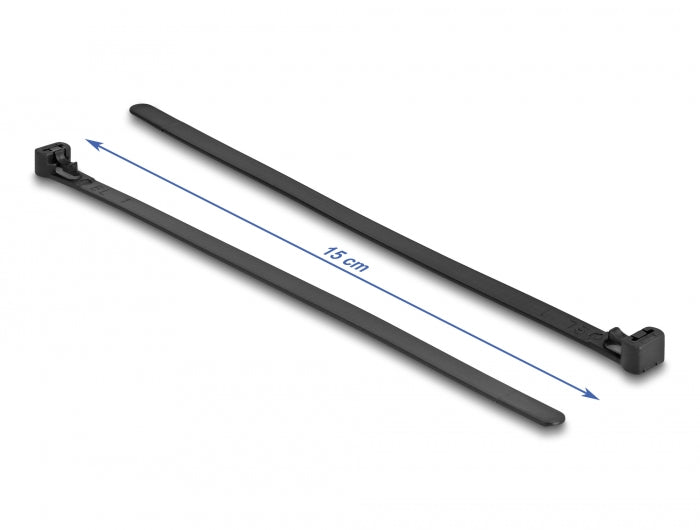 Delock Cable ties reusable heat-resistant L 150 x W 7.5 mm 100 pieces black - delock.israel