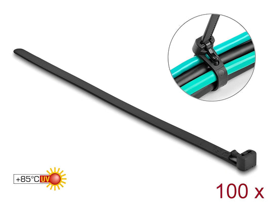 Delock Cable ties reusable heat-resistant 100 pieces black - delock.israel