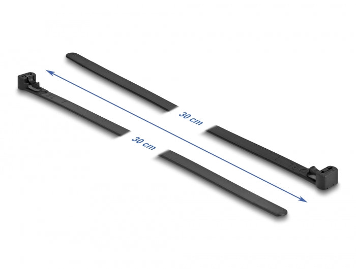 Delock Cable ties reusable heat-resistant L 300 x W 7.6 mm 100 pieces black - delock.israel