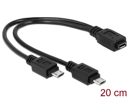 כבל מפצל מיקרו USB-B 2.0 אורך 20 ס"מ - delock.israel