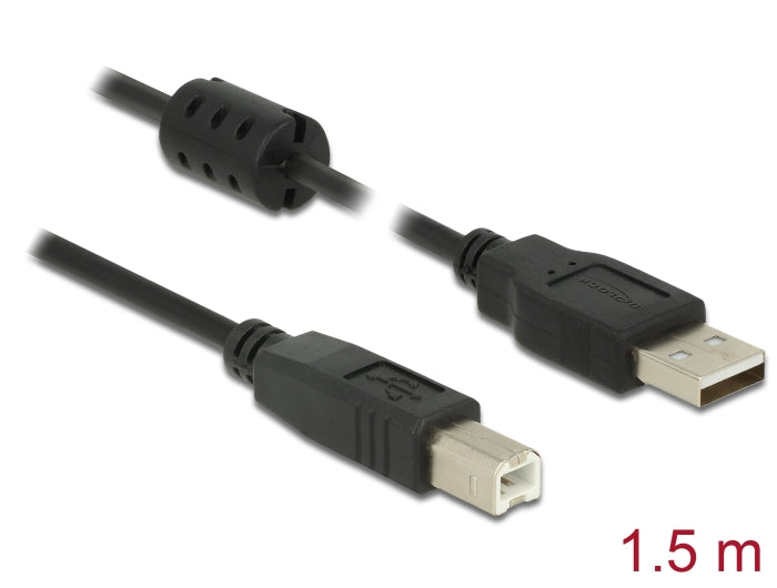 כבל USB 2.0 מבית Delock גרמניה מאפשר חיבור בין מחשב עם מחבר USB-A למדפסת עם מחבר USB-B