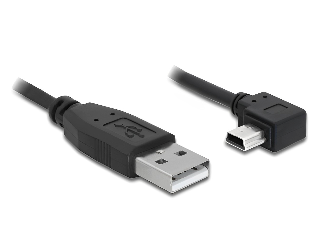 כבל מיני USB 2.0 תקע USB-A לתקע Mini-B בזווית 90° שמאלה - delock.israel