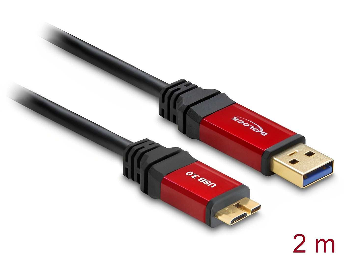 כבל USB 3.0 5Gbps Red metal תקע USB Micro-B לתקע USB-A - delock.israel