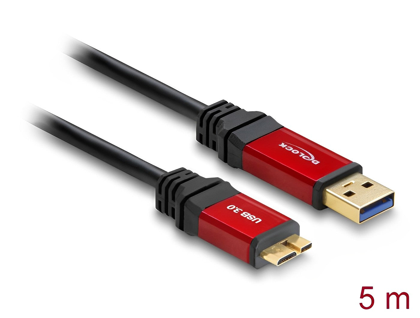 כבל USB 3.0 5Gbps Red metal תקע USB Micro-B לתקע USB-A - delock.israel