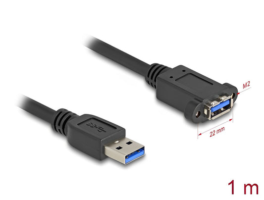 Delock USB 5 Gbps Cable USB Type-A male to USB Type-A female for installation 1 m black - delock.israel