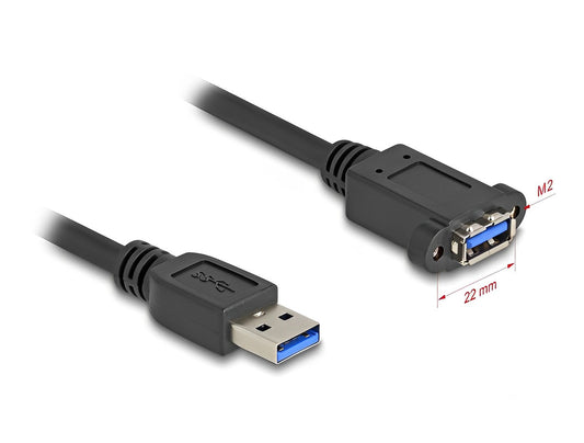 כבל פאנל USB 5Gbps מבית DELOCK גרמניה מאפשר לחבר התקנים עם יציאת USB-A (כמו דיסק-און-קי, עכבר או כונן חיצוני) למחשב נייח או נייד עם יציאת&nbsp;USB-A