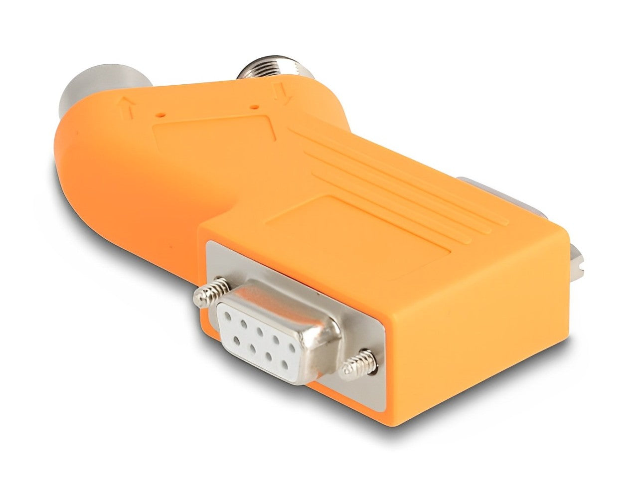 Delock D-Sub 9 male and female to M12 male and female 5 pin A-coded CAN bus splitter 35° orange - delock.israel