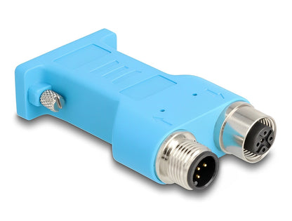 Delock D-Sub 9 female to M12 male and female 5 pin A-coded CAN bus splitter 180° blue - delock.israel