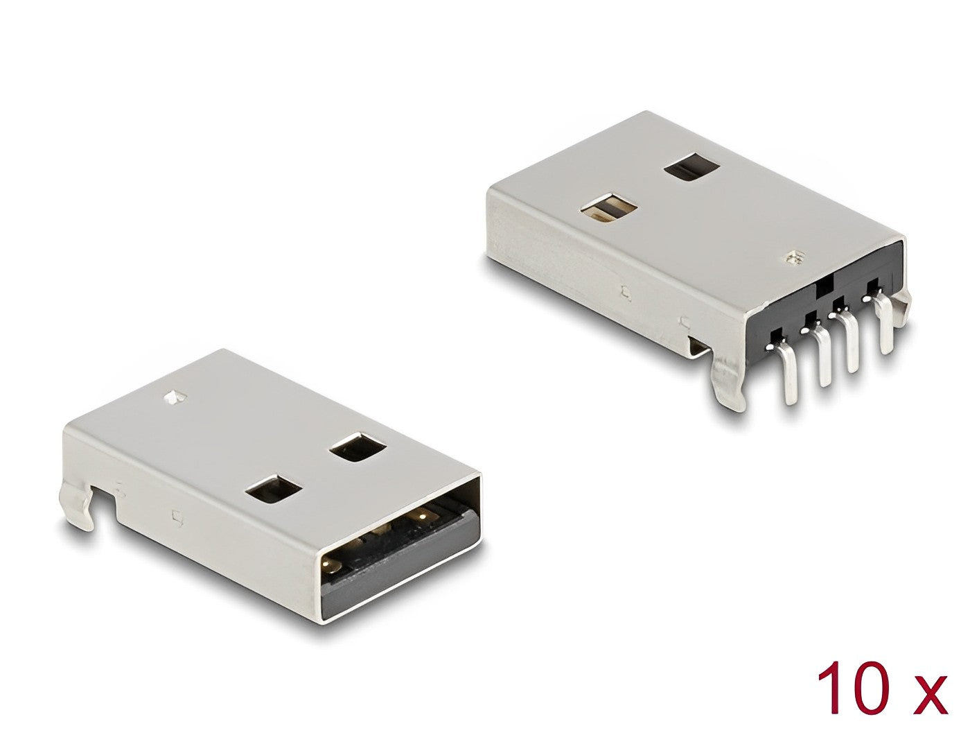 Delock USB 2.0 Type-A female 4 pin THT connector for through-hole mounting 90° angled 10 pieces - delock.israel