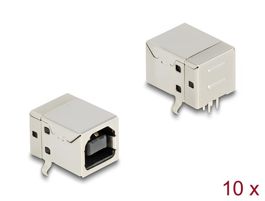 Delock USB 2.0 Type-B female 4 pin THT connector for through-hole mounting 90° angled 10 pieces - delock.israel