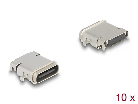 Delock USB 5 Gbps USB Type-C™ female 24 pin SMD connector for solder mounting waterproof 10 pieces - delock.israel