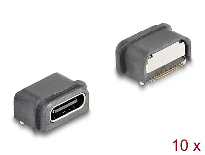 Delock USB 5 Gbps USB Type-C™ female 16 pin SMD connector for solder mounting waterproof 10 pieces - delock.israel