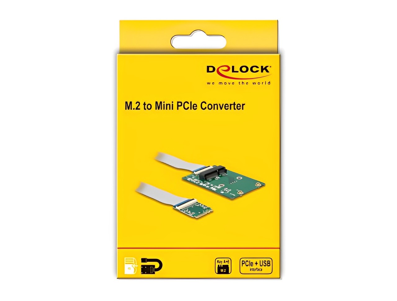 Delock Converter M.2 Key A+E male > 1 x Mini PCIe Slot half size / full size with flexible cable - delock.israel