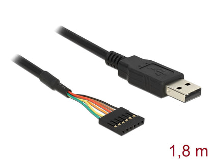 ממיר USB-A 2.0 זכר ל- TTL 5 V מחבר 6 פינים צ'יפ FTDI - delock.israel