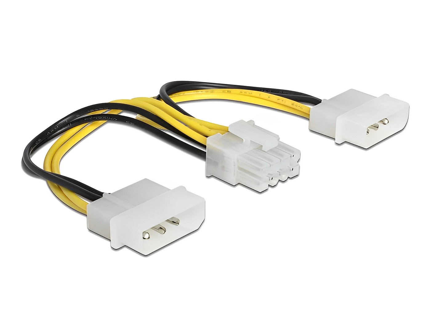 Delock Power cable 2 x 4 pin Molex male > 8 pin EPS male 15 cm - delock.israel