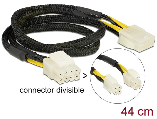 Delock Extension Cable Power 8 pin EPS male (2 x 4 pin) > 8 pin female 44 cm - delock.israel