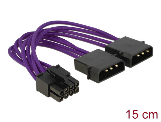 Delock Power Cable 8 pin EPS > 2 x 4 pin textile shielding purple - delock.israel