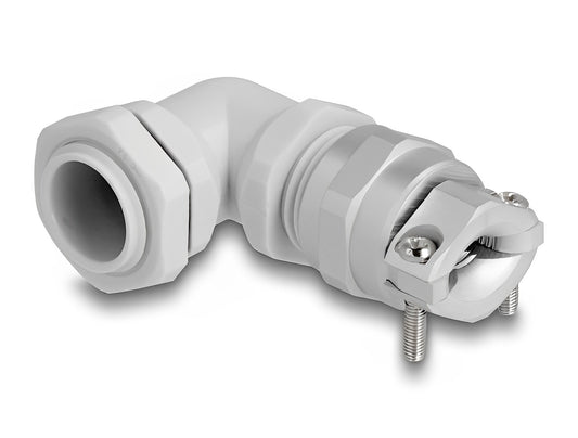 Delock Cable Gland with strain relief and bending protection 90° angled PG11 grey - delock.israel